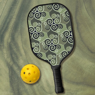 Swirly Abstract Pattern Design Sage Green Artsy Ne Pickleball Paddle