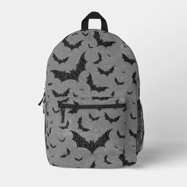 Swirly Bat Swarm  Printed Backpack (Front)