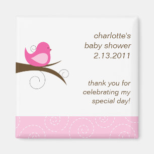 Swirly Bird Custom Baby Shower Favour Magnet