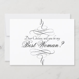 Swirly Black And White Artsy Best Woman Invitation