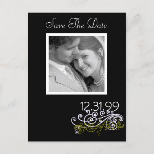 Swirly Black & White Save The Date Announcement Postcard