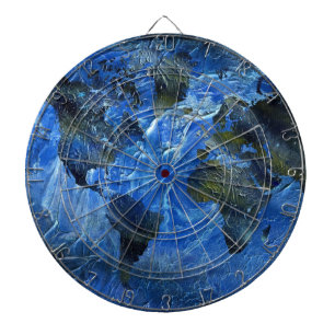 Swirly Blue Arylic World Map Dartboard