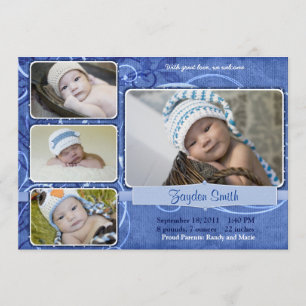 Swirly Blue Birth Announcement
