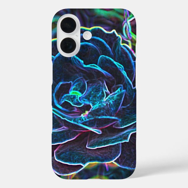 Swirly Blue Neon Rose Case-Mate iPhone Case (Back)