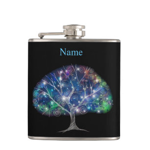 Swirly branch Tree Thunder_Cove Hip Flask