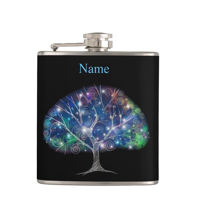 Swirly branch Tree Thunder_Cove Hip Flask (Front)