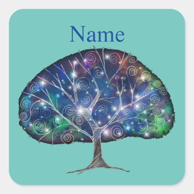 Swirly branch Tree Thunder_Cove Square Sticker (Front)