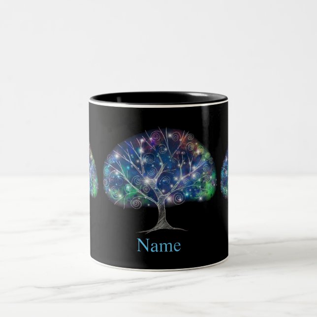 Swirly branch Tree Thunder_Cove Two-Tone Coffee Mug (Center)