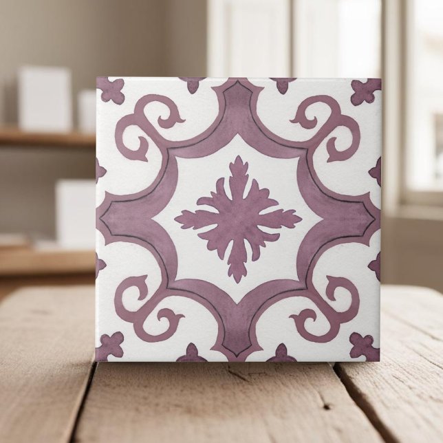 Swirly burgundy red mediterranean style ceramic ceramic tile (Creator Uploaded)