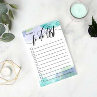 Swirly Calligraphy - Aqua - Checkbox To Do List Post-it Notes