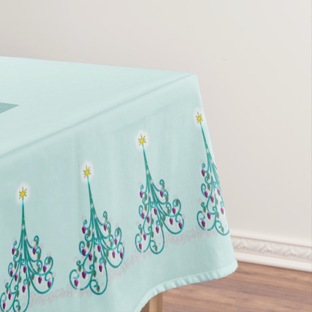 Swirly Christmas Tree 60" x 84" Tablecloth (In Situ)
