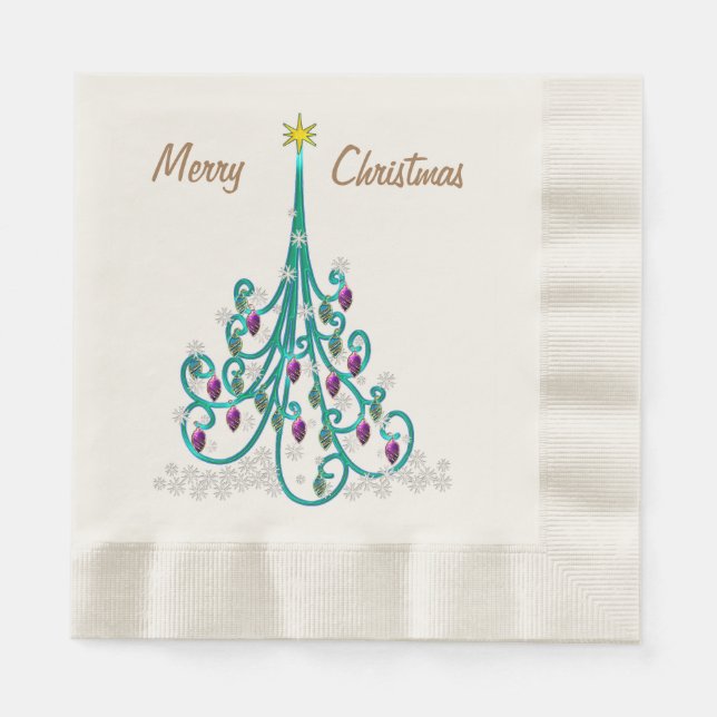 Swirly Christmas Tree  Napkin (Front)