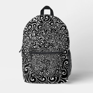 Swirly Design Printed Backpack