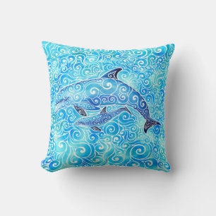 Swirly Dolphin Family  Cushion