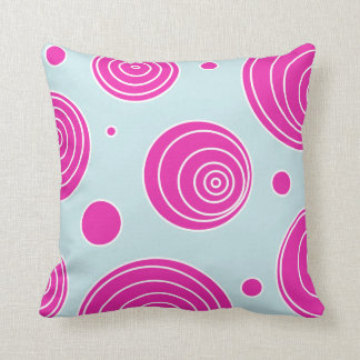 Swirly Dots and Stripes in Light Blue and Pink Cushion