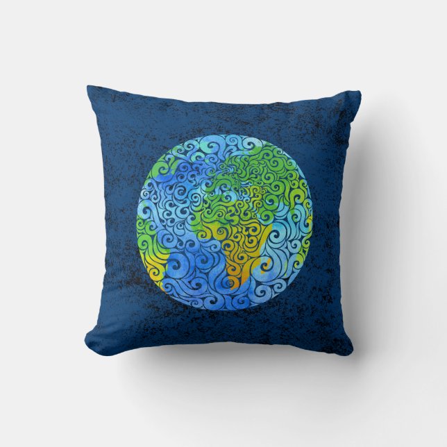 Swirly Earth  Cushion (Front)