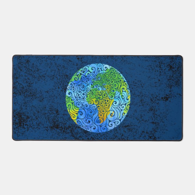Swirly Earth  Desk Mat (Front)