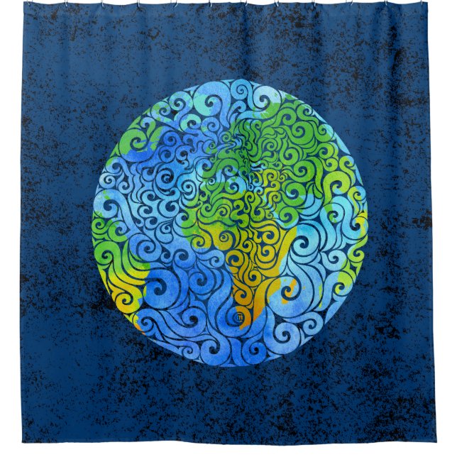 Swirly Earth  Shower Curtain (Front)