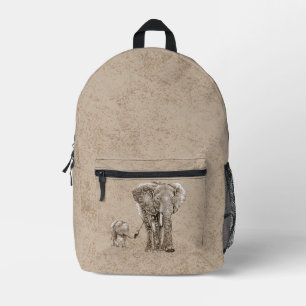 Swirly Elephant Family Printed Backpack