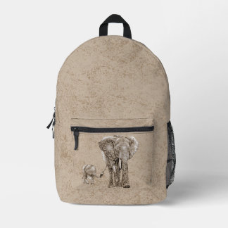 Swirly Elephant Family Printed Backpack