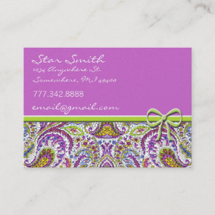Swirly Floral Paisly Raspberry and Lime Business Card
