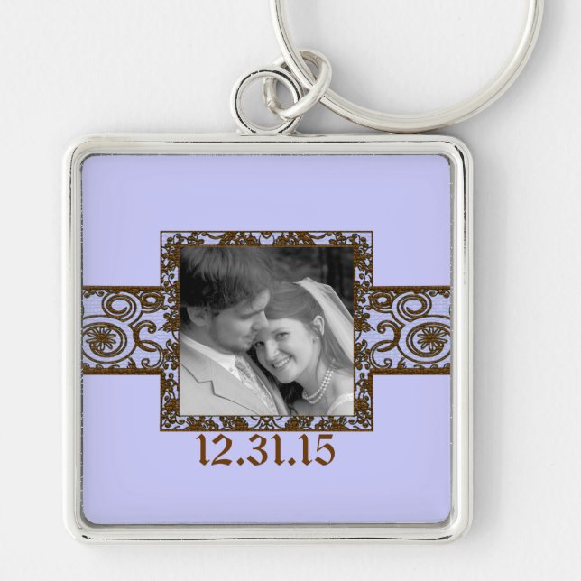 Swirly Floral Wedding Keychain (Front)