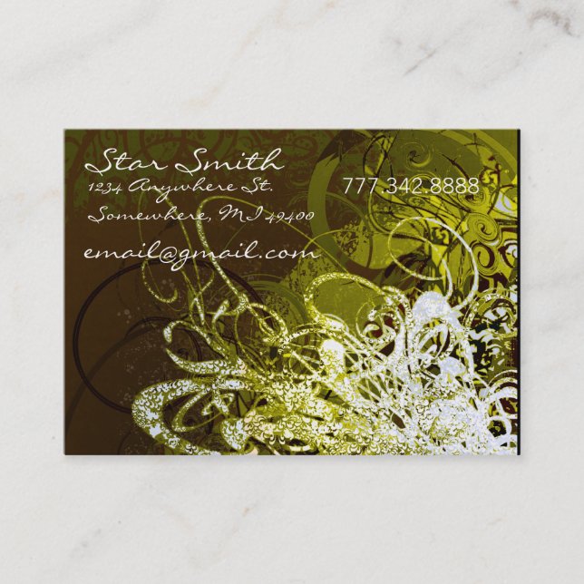 Swirly Florals Chocolate With PeaPods Business Card (Front)