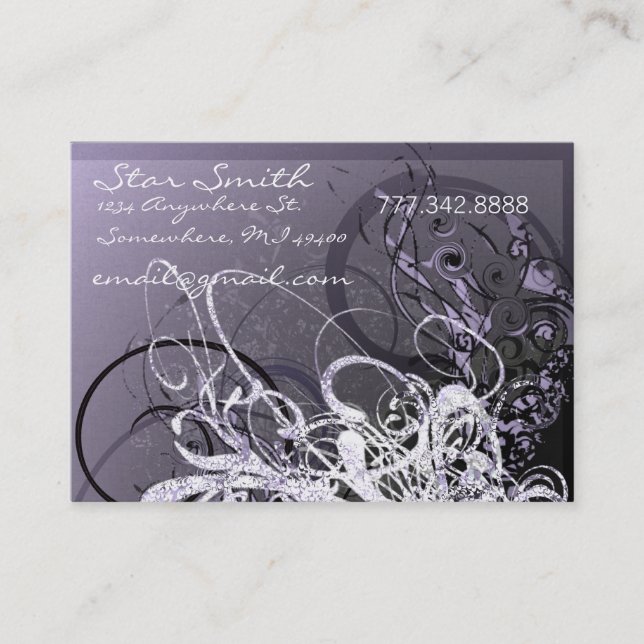 Swirly Florals Purple Business Card (Front)