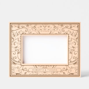 Swirly Flourish All Over Design with Names 4x6L Etched Frames