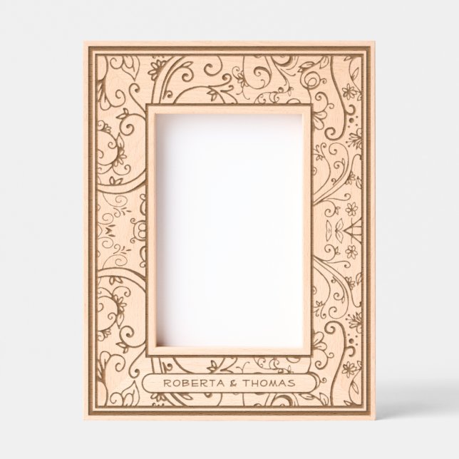 Swirly Flourish All Over Design with Names 4x6P Etched Frames (Front)