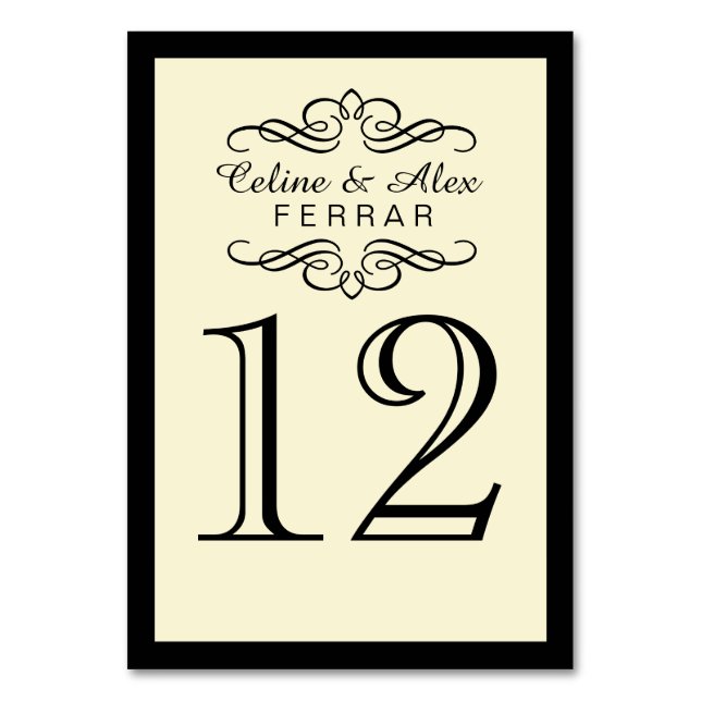 Swirly Flourish with Outline Table Numbers | ivory (Front)
