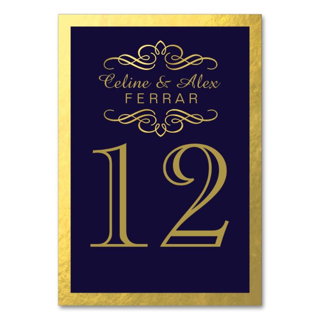 Swirly Flourish with Outline Table Numbers | navy (Front)