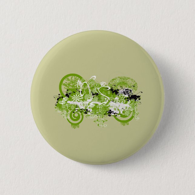 Swirly Flower Design 6 Cm Round Badge (Front)