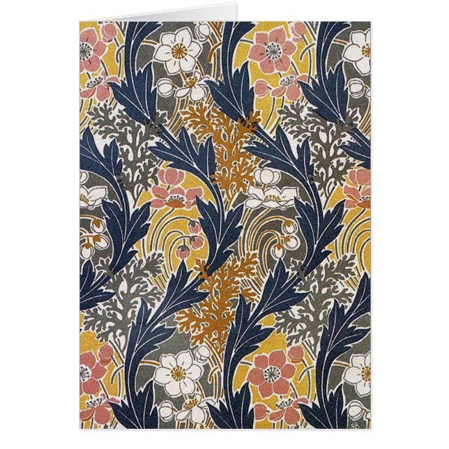 Swirly Flowers and Leaves Art Nouveau Card (Front)