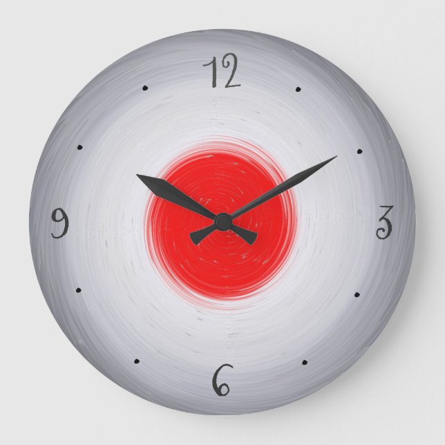 Swirly Grey/White with Red Centre>Wall Clock (Front)