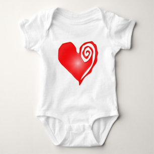 swirly heart  on black or white baby bodysuit