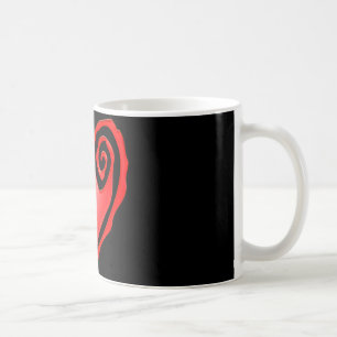 swirly heart  on black or white coffee mug