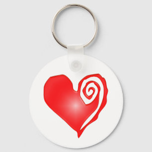 swirly heart on black or white key ring