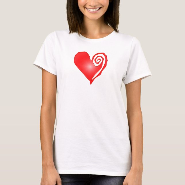 swirly heart  on black or white T-Shirt (Front)