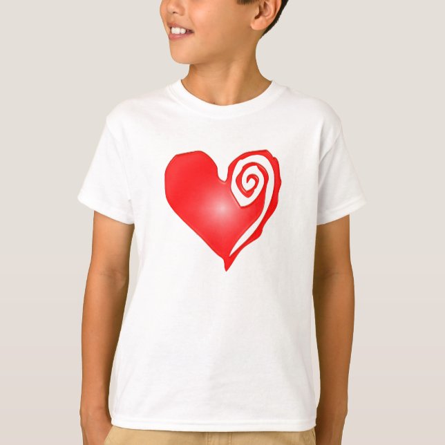 swirly heart  on black or white T-Shirt (Front)