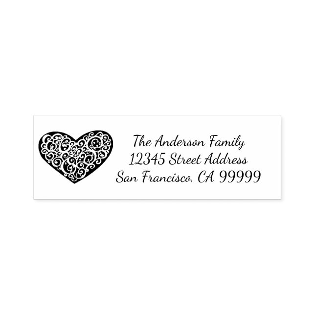 Swirly Heart - Self Inking Address Stamp (Design)