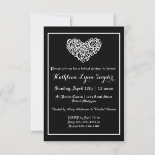 Swirly Heart Wedding - 3x5Bridal Shower Invitation
