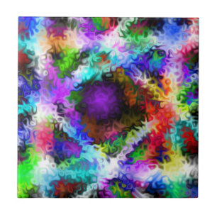 Swirly Iridescent Chrome Five Ceramic Tile