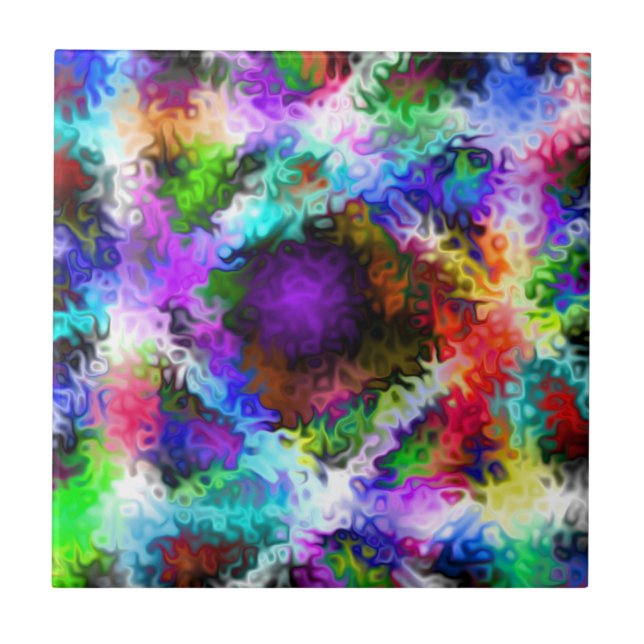 Swirly Iridescent Chrome Five Ceramic Tile (Front)