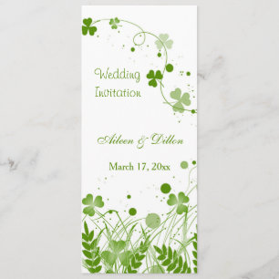 Swirly Irish shamrock in a meadow Wedding Invitation
