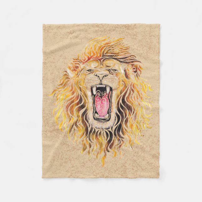 Swirly Lion Fleece Blanket (Front)