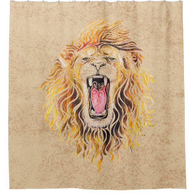 Swirly Lion Shower Curtain (Front)