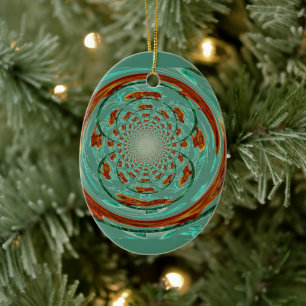 Swirly Lions Wildlife Pattern Ceramic Ornament