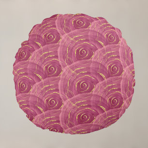 Swirly Mauve Gilded Abstract Rose Pattern Round Cushion