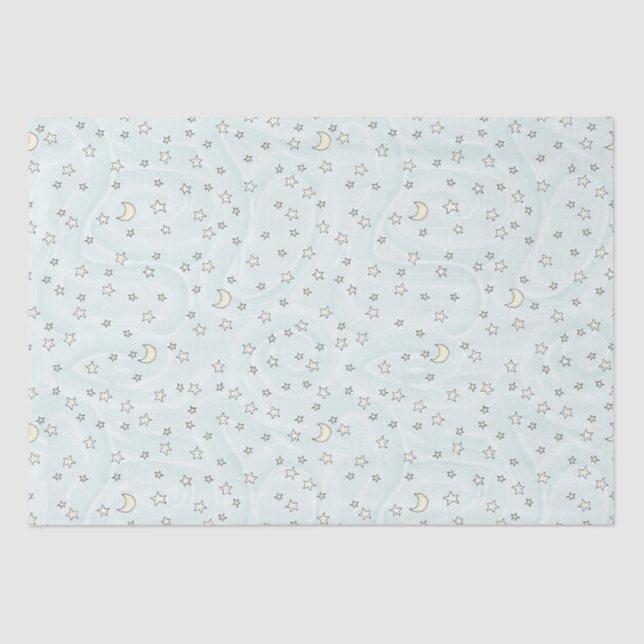Swirly Mint Stars & Moons Tissue Paper (Front)